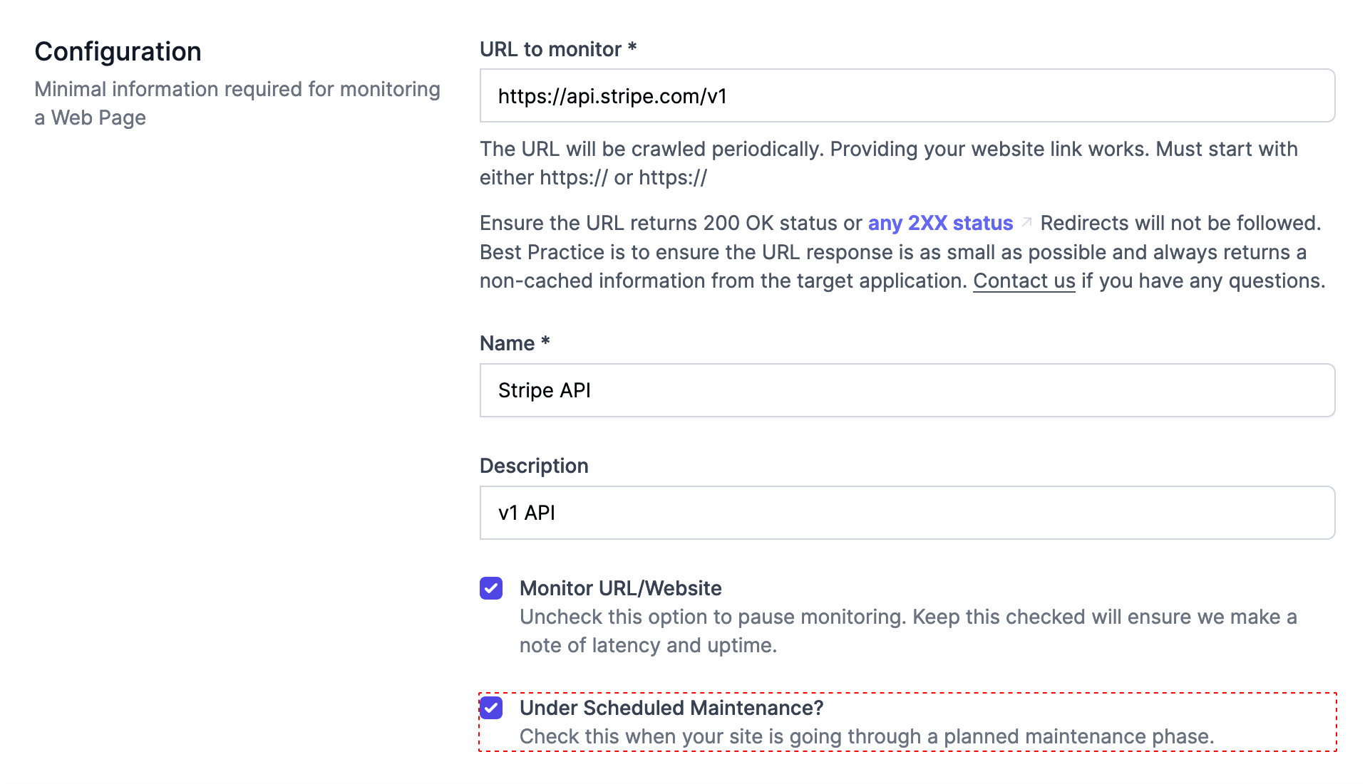 Scheduled Maintenance Setting